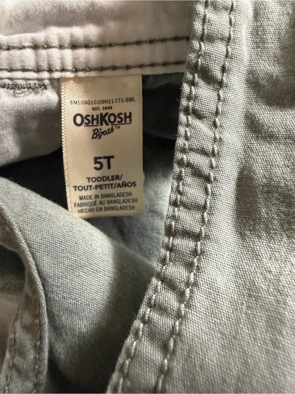 OshKosh B'gosh Sage Green Kids Cotton Overalls